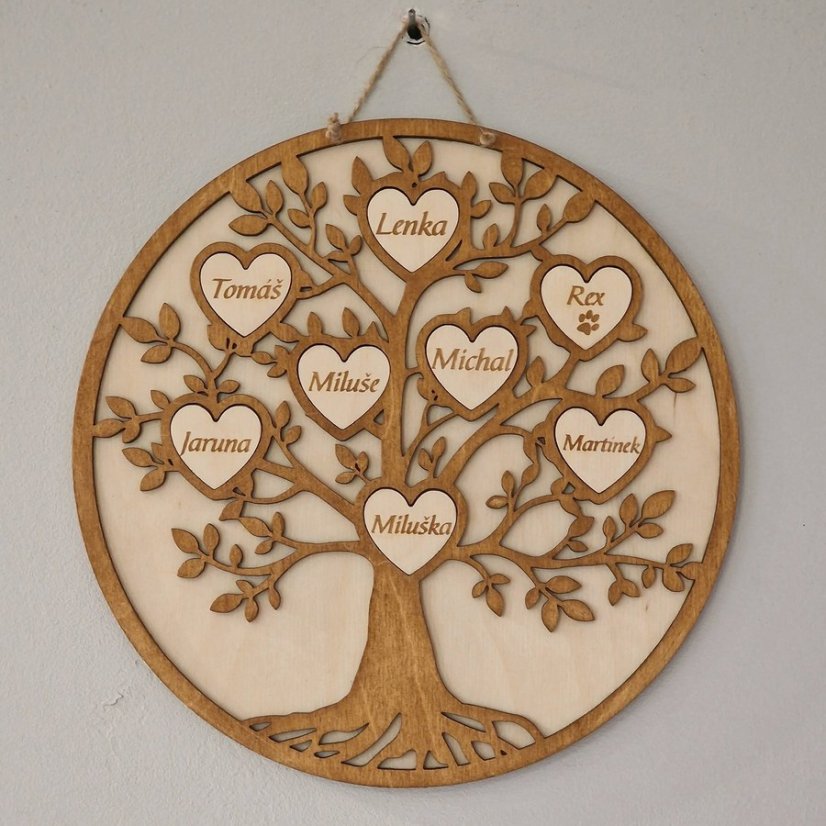 Strom života kulatý se jmény 2 až 9 jmen