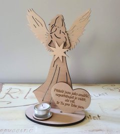 Svícen Anděl s citátem Přátelé jsou jako andělé